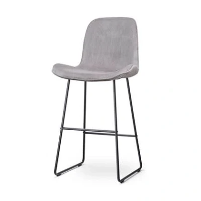 Afbeelding van Nolon Nino Fé Barkruk Ribstof Warm Grijs Zwart Onderstel 75 cm