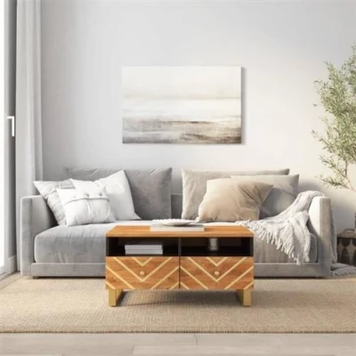 Afbeelding van Salontafel 80x54x40 cm massief mangohout bruin en zwart