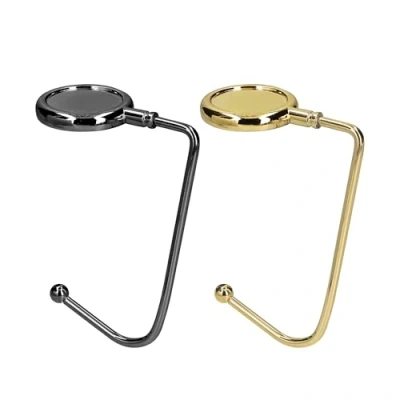 Afbeelding van kwmobile Tassenhaken voor tafel Set van 2 draagbare tashangers Tassenhangers of kast In leisteen / goud