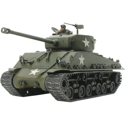 Afbeelding van TAMIYA 32595 1:48 US M4A3E8 Sherman Easy Eight, modelbouw, kunststof bouwset, knutselen, vrije tijd, collage, bouwset