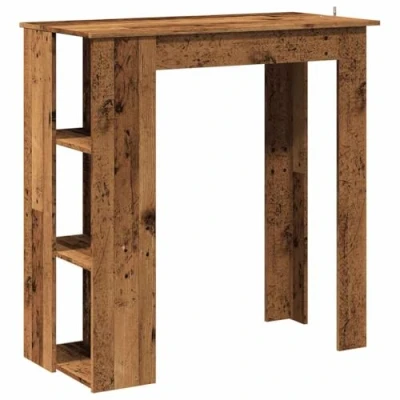 Image de vidaXL Table de bar avec étagère vieux bois d&#039;ingénierie856760