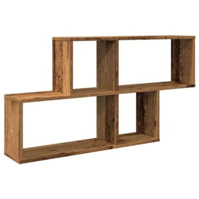 Afbeelding van Wandschap 100x18x53 cm bewerkt hout oud houtkleurig