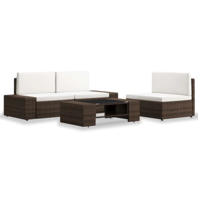 Afbeelding van 4 delige Loungeset poly rattan bruin