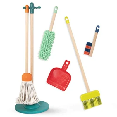 Afbeelding van B. Toys Schoonmaakset voor kinderen houten speelgoed speelset peuters bezem, stofschep, borstel Clean &#039;n&#039; Play 2 jaar en ouder