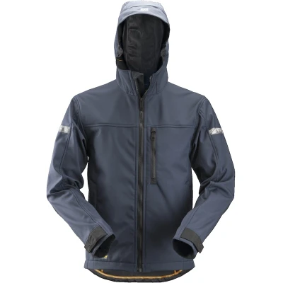 Afbeelding van Snickers Allroundwork, Softshell Jack Met Capuchon, Donker Blauw Zwart (9504), XS