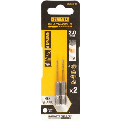 Afbeelding van DEWALT DT20600 QZ HSS G Metaal spiraalboor 2 stuks mm Gezamenlijke lengte 55 Corrosiebestendig Zeskant stuk(s)