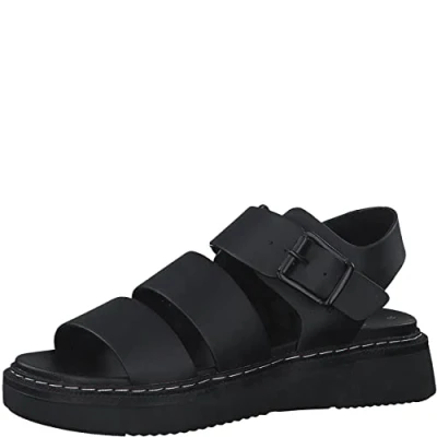 Afbeelding van s.Oliver Sandalen met plateauzool, Dames, Maat: 40, Black Hoogwaardig imitatieleer