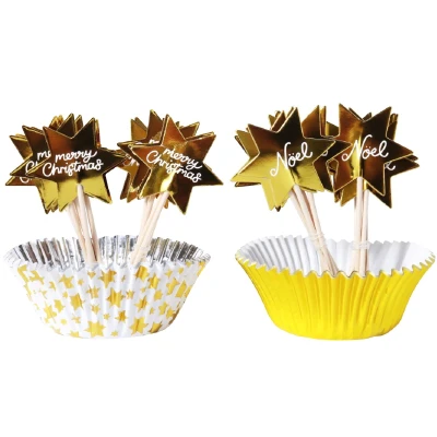 Afbeelding van PME Cupcake Set Gouden Sterren 24st.