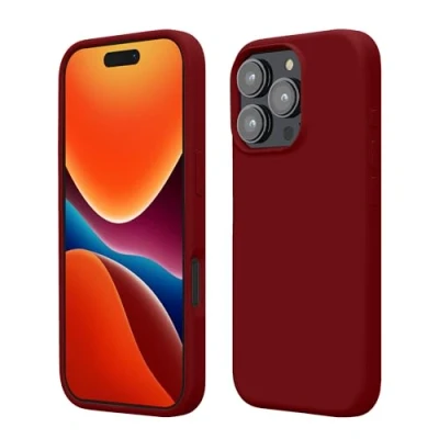 Afbeelding van kwmobile telefoonhoesje geschikt voor Apple iPhone 16 Pro Hoesje met siliconen coating Smartphone case in rabarber rood