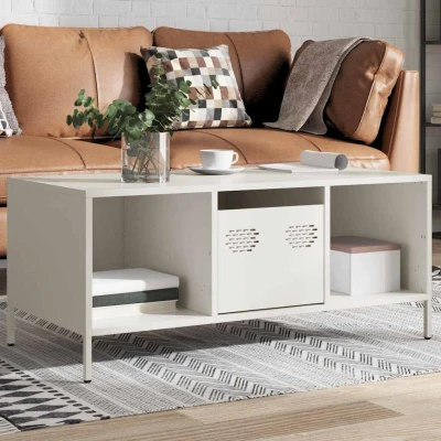 Afbeelding van vidaXL Salontafel 101,5x50x43,5 cm koudgewalst staal wit