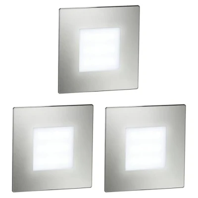 Afbeelding van ledscom.de FEX led trapverlichting / wandinbouwlamp voor binnen en buiten, vierkant, zwart, 85 x 85mm, blauw, 3 stuks