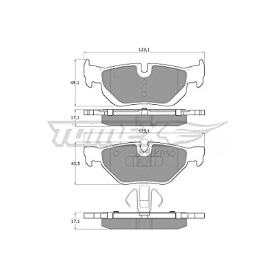 Afbeelding van TOMEX brakes TX 14 36 Remblokkenset Achteras Geschikt voor slijtage waarschuwingscontact BMW: 3 Saloon, Touring, 1 Hatchback