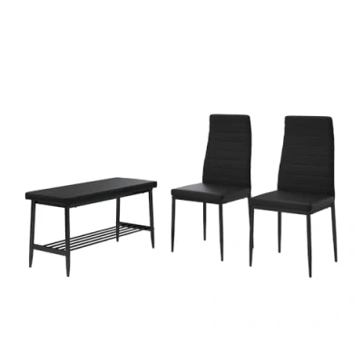 Afbeelding van Vicco Grand Bank en stoel 85 x 46.5 cm 3 delige set Zwart