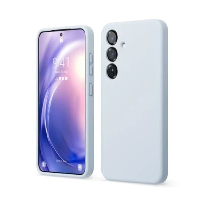 Afbeelding van elago Compatibel met Samsung Galaxy S25, vloeibare siliconen hoes, rondom bescherming, zachte krasbestendige microvezelvoering, 15,7 cm (lichtblauw)