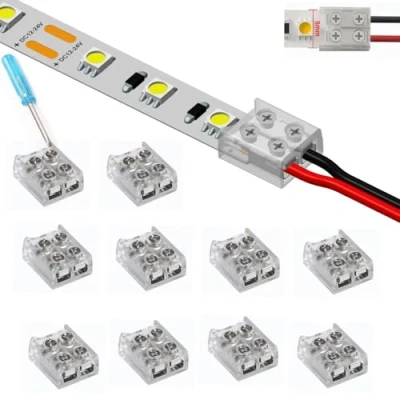 Afbeelding van YUTOKEER Set van 10 ledstrips 2 polig 8 mm Naadloos Voor monochrome 5050 3528 Snelle en eenvoudige draadstrips Met schroevendraaier