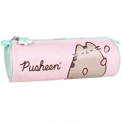 Afbeelding van Pusheen Potloodetui voor roze schoolmeisjes, rond, kokervorm, etui schoolbenodigdheden 22x8x8cm