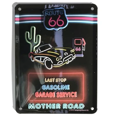 Afbeelding van Wandbord 15 x 20 cm Route 66 Mother Road Gasoline Neon