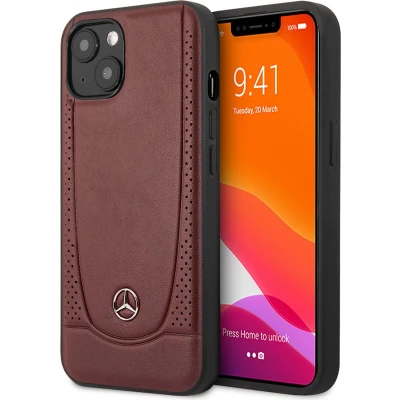 Afbeelding van Backcase hoesje geschikt voor iPhone 14 Mercedes Benz Effen Rood Leer