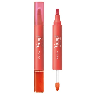 Afbeelding van Pupa Lippenstift + lipgloss Vamp! Marker Duo met hyaluronzuur 3 in 1 gedefinieerd, kleur en gevuld, lipcontour verkrijgbaar 9 kleurvarianten (007 Red Potion)