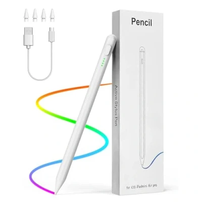 Afbeelding van MoKo USB C Stylus Pen voor iPad 10/9/8/7/6, Pro 13/11 inch (M4) 2024, 12,9/11, Air (M2) 2024/5/4/3, Mini 6/5, Palm Rejection Tilt Sensitivity, wit