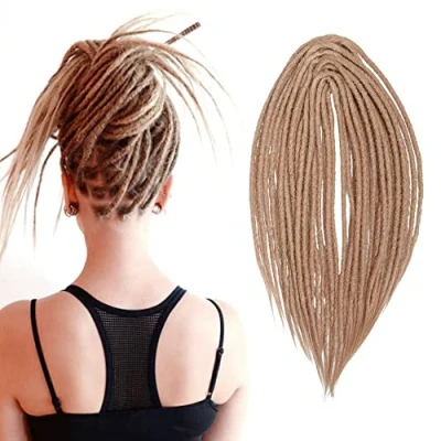 Afbeelding van 50 cm, 10 strengen/set, synthetische dreadlocks met dubbele uiteinden, 0,6 zacht gehaakt haar, reggae, hiphop, hippie stijl, donkerblond
