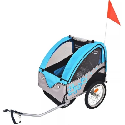 Afbeelding van Fietskar voor kinderen 30 kg grijs en blauw
