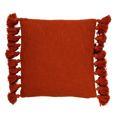 Afbeelding van Dutch Decor RUBY Kussenhoes 45x45 cm 100% katoen met flosjes Potters Clay oranje