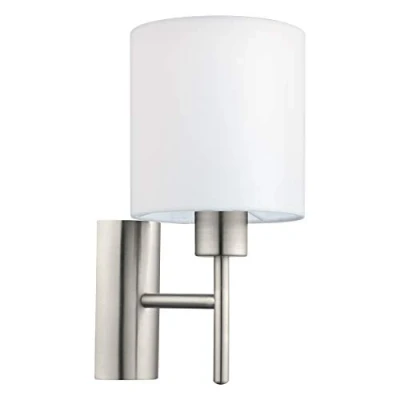 Afbeelding van EGLO Pasteri Wandlamp 1 Lichts 30.5 cm Stof Grijs, Wit