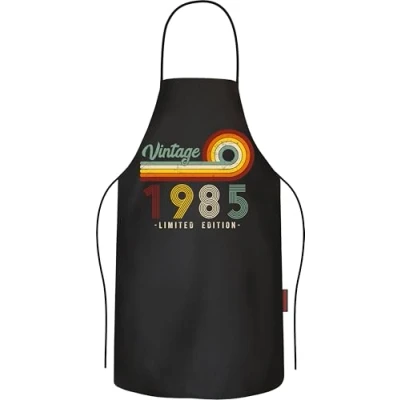 Afbeelding van LOBO Keukenschort voor heren de 40e verjaardag, van puur katoen, Vintage., XL