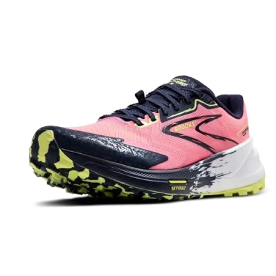 Afbeelding van Brooks Catamount 3 Trail hardloopschoenen, Dames, Maat: 38, Pink peacoat sunny lime Textiel