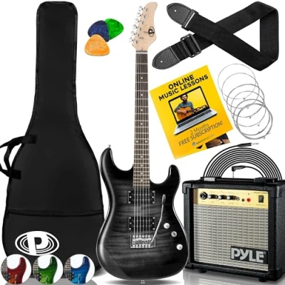 Image de Guitare électrique Pyle Noir Inclus lot d&#039;accessoires