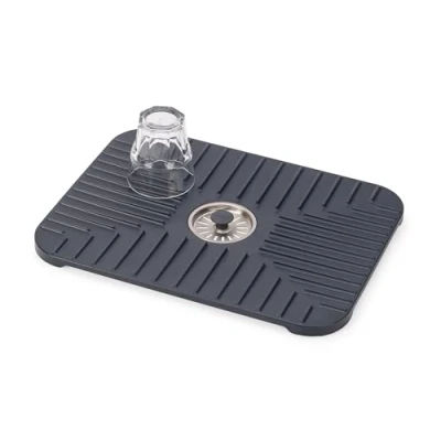 Afbeelding van Joseph SinkShield Spoelbakmat met afvoerstop, beschermt gootsteen, glazen, servies, afneembare stop, antislip, snelle afvoer, maat L