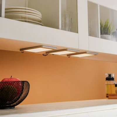 Afbeelding van Lindby kastverlichting met dimmer 3lichts kunststof H: 1.12 cm zilver Inclusief lichtbronnen