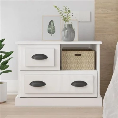 Afbeelding van vidaXL Nachtkastje 60x39x45 cm hoogglans wit