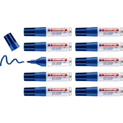 Afbeelding van edding 0,5 mini permanent marker polyzakken van 10 blauw