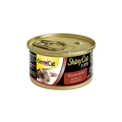 Afbeelding van 24x GimCat ShinyCat Kip &amp; Rund 70 gr