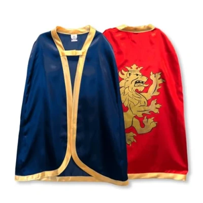 Afbeelding van Liontouch Nobele riddercapes, blauw en rood Middeleeuwse speeljassen voor kinderen met gouden leeuwenthema Kostuums, elegante outfits koninklijke kostuums