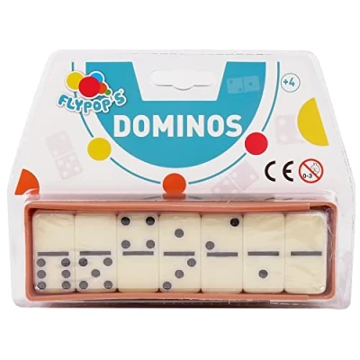 Afbeelding van FLYPOP&#039;S Dominos gezelschapsspel 140858 wit kunststof 2 tot 4 spelers kinderen volwassenen reisspellen cm x vanaf jaar