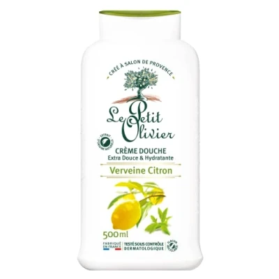 Afbeelding van LE PETIT OLIVIER Extra zachte en hydraterende douchecrème geur verbena citroen pH neutraal voor de huid zonder zeep, kleurstoffen gemaakt in Frankrijk 500 ml