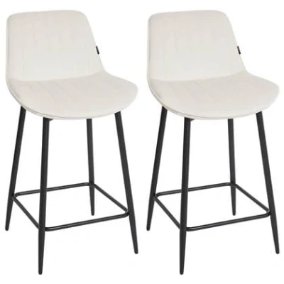 Afbeelding van Beliani DUBROVNIK Barkruk set van 2 Beige Fluweel