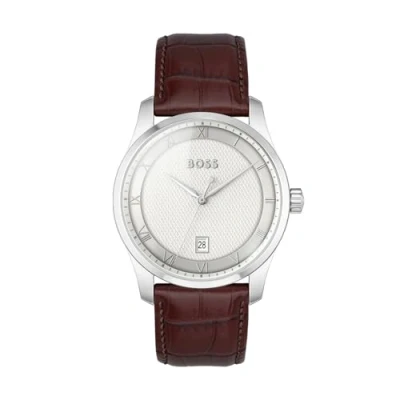 Afbeelding van BOSS Principle Horloge brown/silvercoloured/white, Heren, Maat: One Size, Brown/silver coloured/white