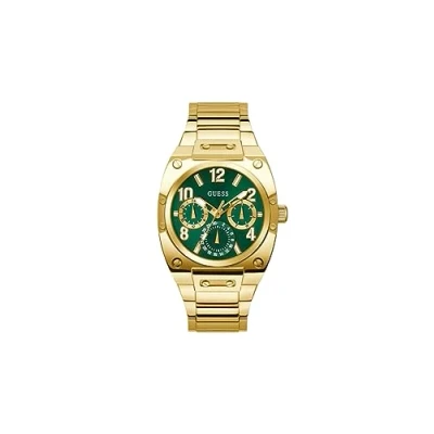 Afbeelding van Guess Prodigy Horloge, Heren, Maat: One Size, Green sunray/gold tone