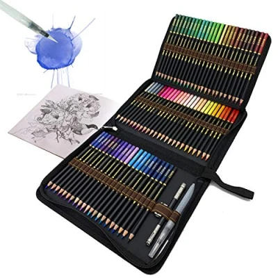 Afbeelding van 72 professionele aquarelpotloden set in Zip Up Case voor geweldige resultaten, kleurpotloden volwassen kleurboeken, Kids Artist Art Drawing