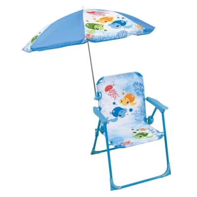 Afbeelding van Tuinmeubelen FUN HOUSE Ma Petite Carapace Tortue stoel H.53 x L.38,5 D.37,5 cm met parasol van 65 Voor kinderen!