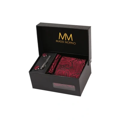 Afbeelding van Massi Morino SET Stropdas, Heren, Maat: One Size, Paisley weinrot