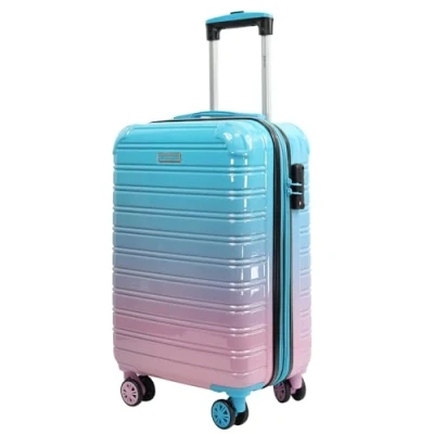 Afbeelding van Blade set van 3 uittrekbare koffers, harde schaal, lichte Koffer met wielen, handbagage ABS + PC TSA slot, 4 spinner, reiskoffers, Blauw/Roze,