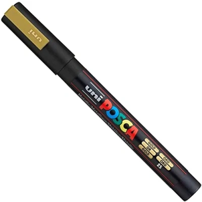 Afbeelding van Posca PC 3M Marqueur peinture couleur or Pointe ogive fine 1,5 mm Écrit sur n&#039;importe quelle surface métal, verre, bois, tissu, plastique, pierre (lot de 1)