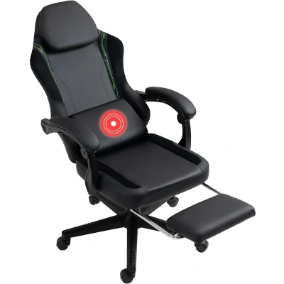 Afbeelding van VDD Zwarte groene gamestoel voetensteun ergonomisch hoogte verstelbaar