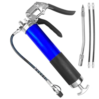 Afbeelding van Ceisazira Set van 4 buizen, handmatige vetpomp, cartridge, pneumatisch vetdrukpistool, Grease Guns met pistoolgreep voor autovoertuigen, smeermiddel, blauw kostuum.