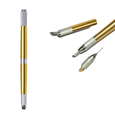 Afbeelding van Pinkiou Microblading Pennen Wenkbrauw Tattoo Machine, Handmatige Make up Tool (Goud)